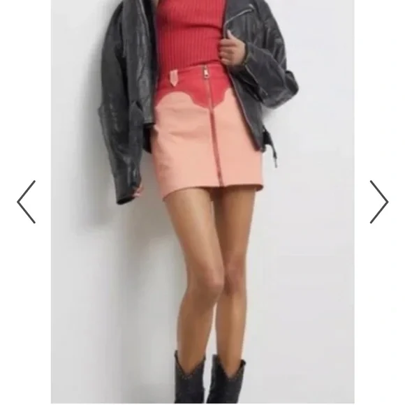 Urban Outfitters BDG Western Cowgirl Orange Red Mini Skirt Size S - Picture 2 of 10